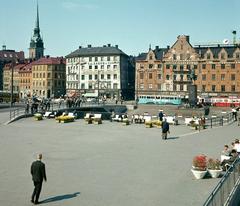 Slussterrassen view towards Gamla Stan with Räntmästarhuset building on the right side in 1963
