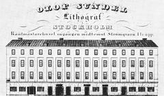 Räntmästarhuset in Gamla Stan historic lithograph by Olof Sundel