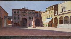 Aleksander Gierymski painting Piazza di Dante in Verona depicting a vibrant Italian square scene