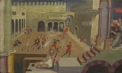 Painting of Piazza dei Signori in Verona during the time of Cangrande