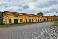 Naval Academy building on Suomenlinna island with clear blue sky