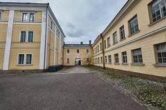 Naval Academy building on Suomenlinna island with clear sky