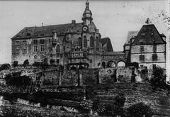 South view of Marburg Castle in Germany before 1878