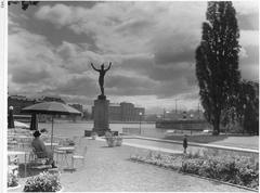 View of Helgeandsholmen Strömparterren with Nationalmuseum in Stockholm