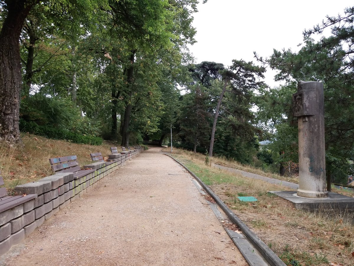 Pathway in Jardin des Chartreux, Lyon with Joseph Serre portrait