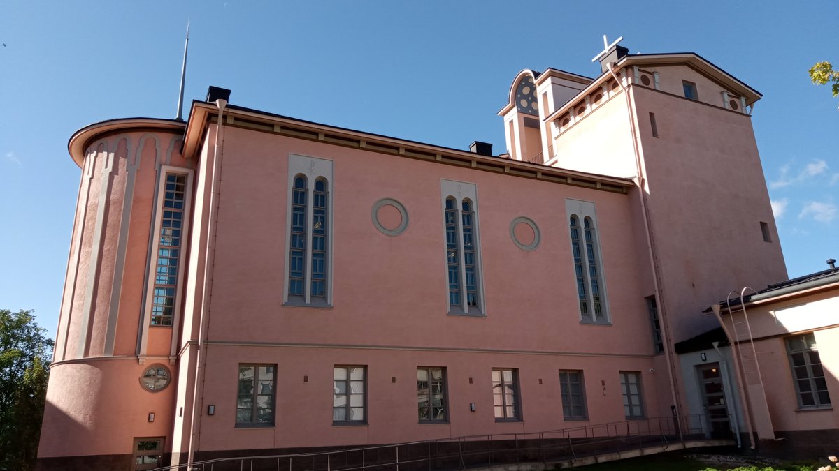 Töölö Church exterior view with clear sky on 13 September 2020