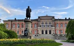 Uppsala University campus in May 2023 with historic buildings and green surroundings