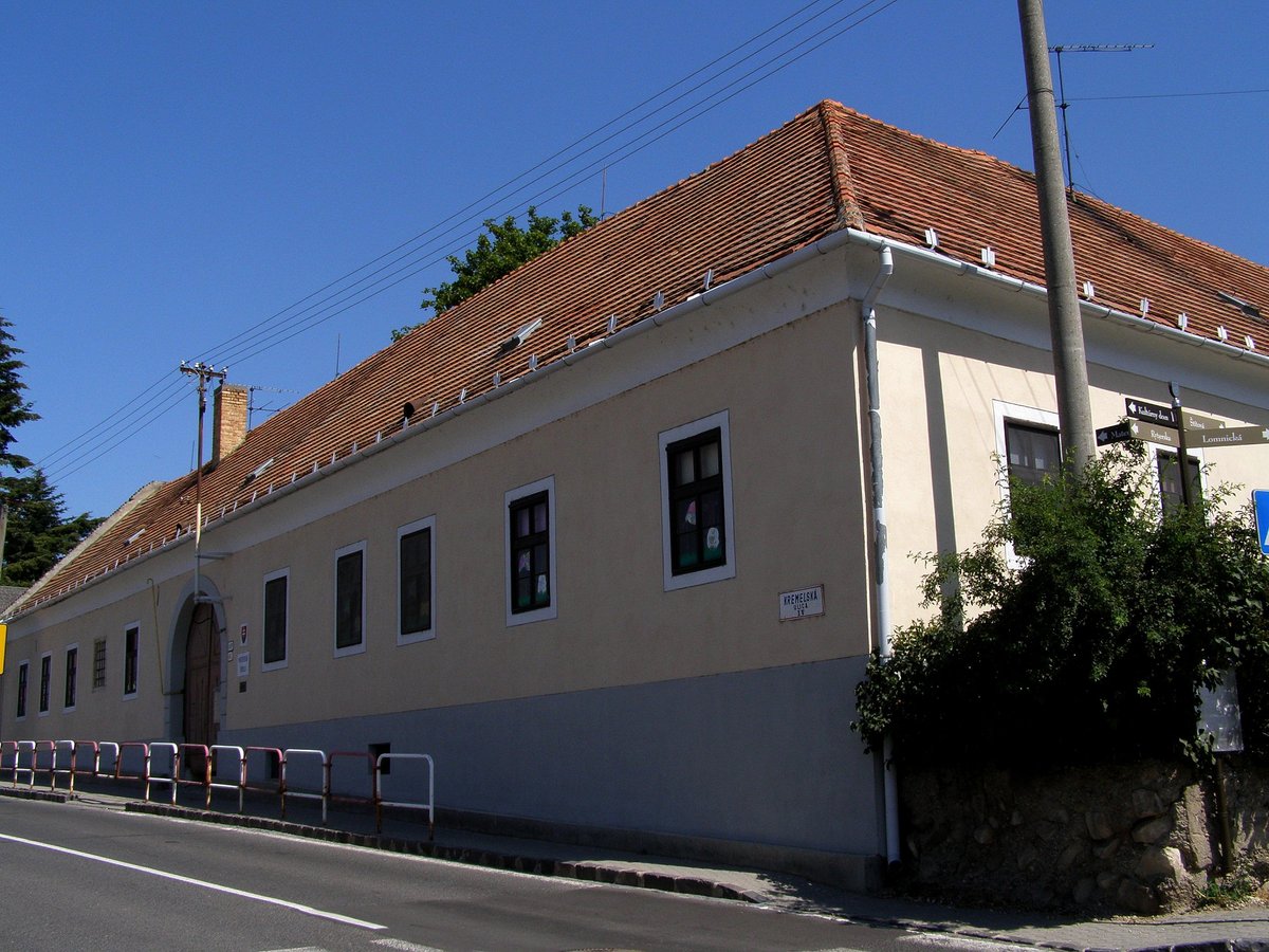 View of Kremeľská Street in Bratislava, Slovakia with historic buildings
