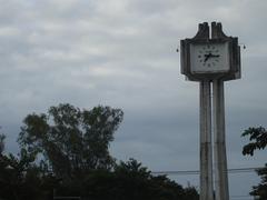 Clock tower at roundabout intersection in Chiang Mai University