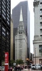 Chicago Temple Building in downtown Chicago with clear blue sky