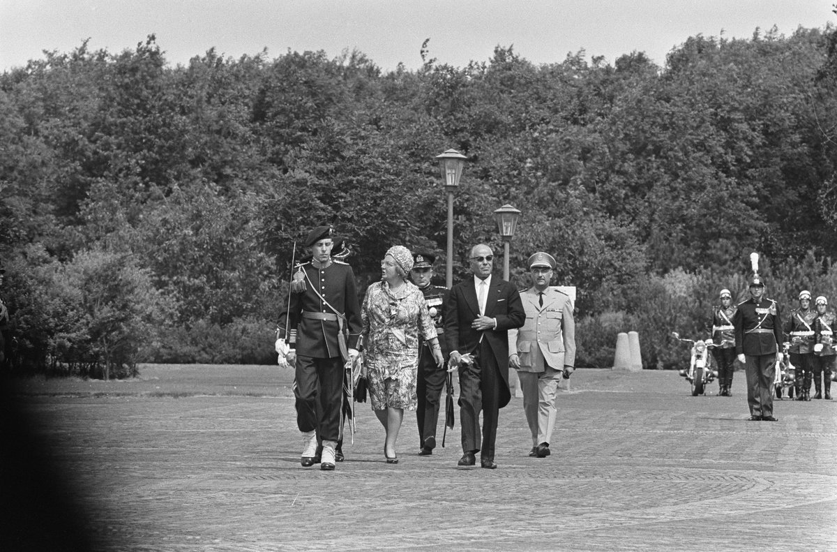 Arrival of President Habib Bourguiba at Huis ten Bosch with Queen Juliana and Prince Bernhard on July 6, 1966