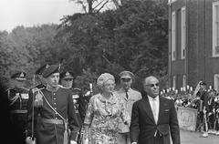 President Bourguiba arriving at Huis ten Bosch with Queen Juliana and Prince Bernhard on July 6, 1966