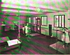 Children's Hospital Los Angeles gymnasium interior from 1928