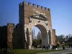 Arco d'Augusto in Rimini under clear blue sky