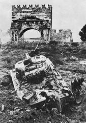 The Arch of Augustus in Rimini historic monument in 1944
