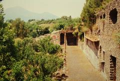 Ancient ruins of Pompeii with preserved structures and archaeological details