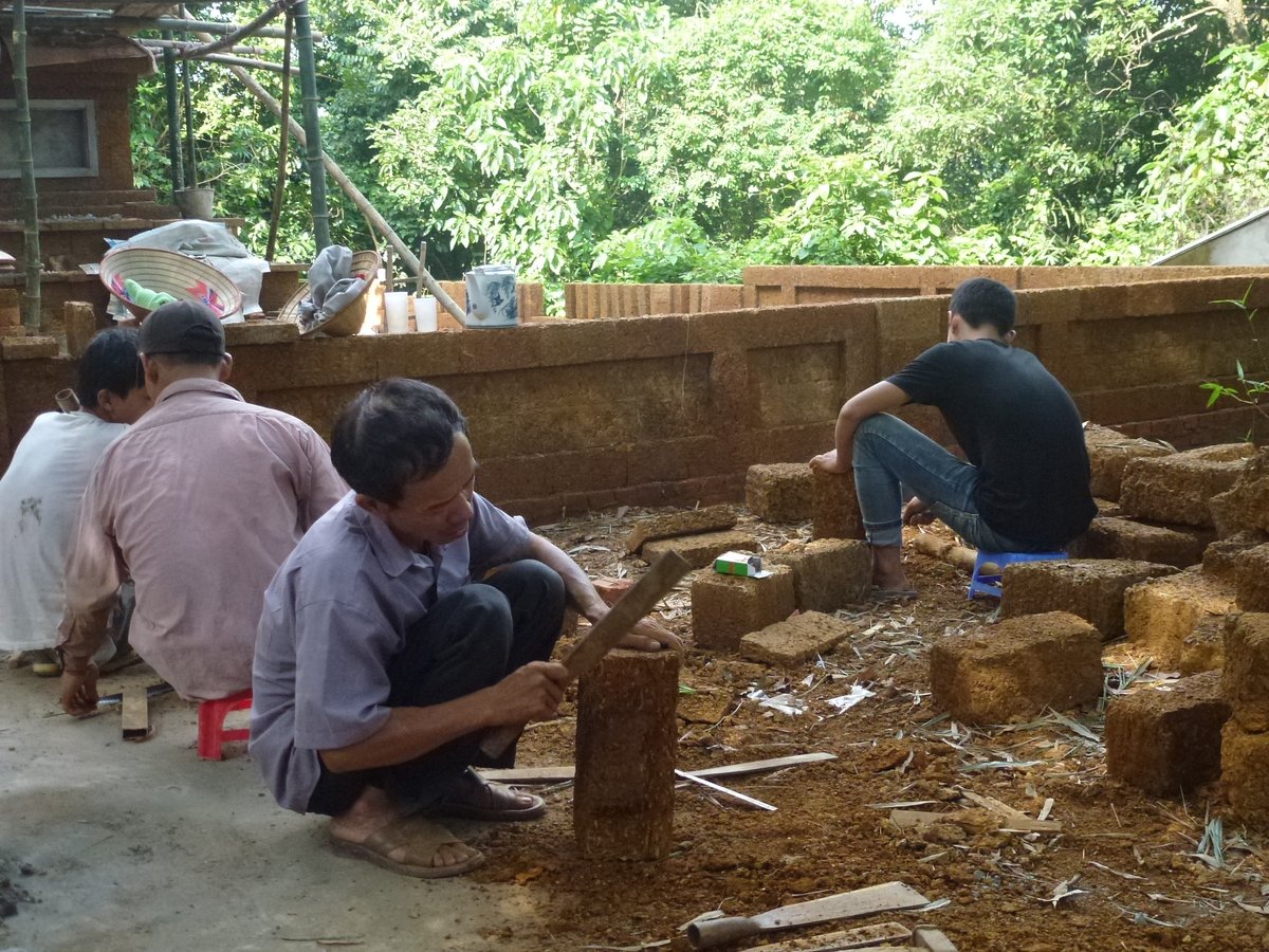 Laterite bricks at Tây Phương pagoda in Hanoi Vietnam