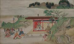 Fragment of the Illustrated Legends of the Jinōji, 14th century Japanese ink and color painting on paper