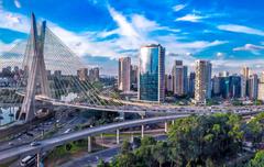 Octávio Frias de Oliveira Bridge and Centro Empresarial Nações Unidas (CENU) in São Paulo, Brazil