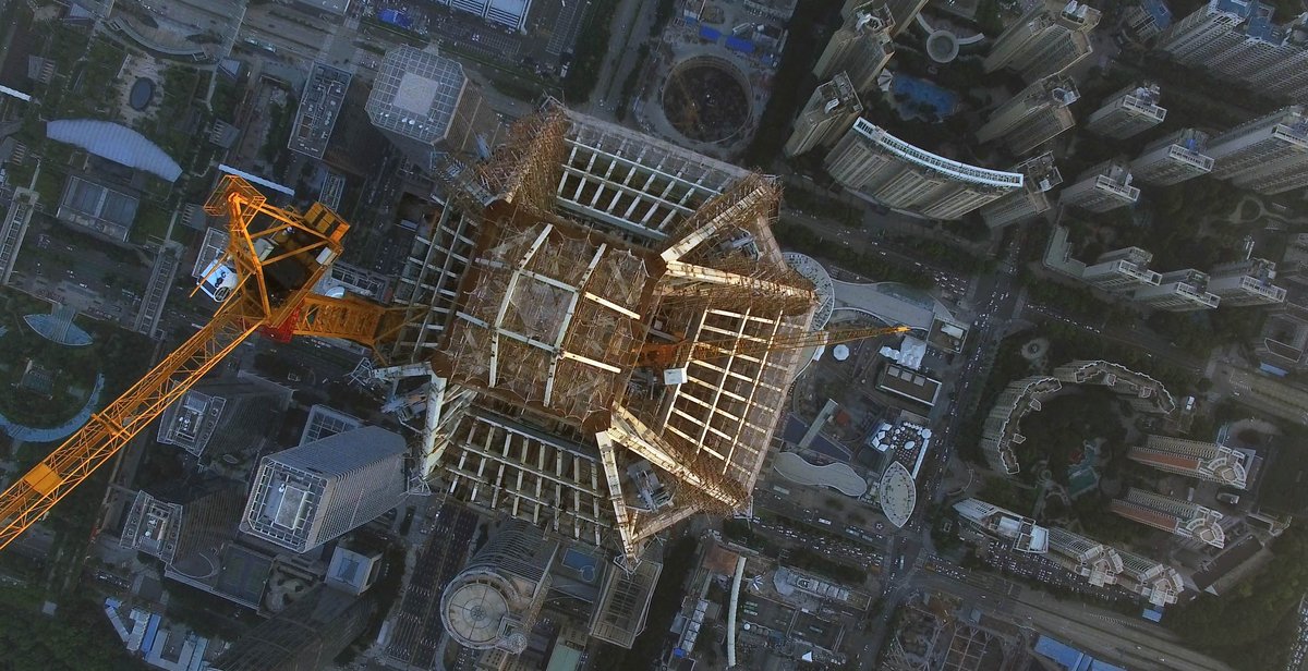 Aerial view of Ping An International Finance Centre skyscraper