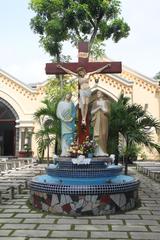 Crucifixion scene artwork at Huyen Sy Roman Catholic Church in Cholon, Ho Chi Minh City