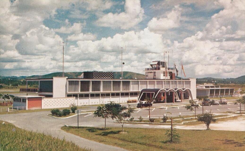Sungai Besi Airport in 1956 showing early airport infrastructure and vintage aircraft