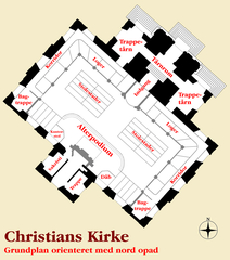 Plan drawing of Christians Kirke church in Copenhagen, Denmark
