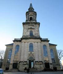 Front view of Christians Kirke church in Copenhagen, Denmark