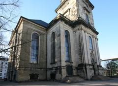 Christians Kirke church building exterior in Copenhagen, Denmark from east side