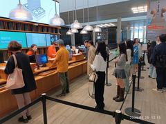 Ticket counter at the M+ Plus Art Museum in West Kowloon Cultural District, Hong Kong