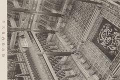 Black and white detailed architectural model at Seoul Exposition 1915