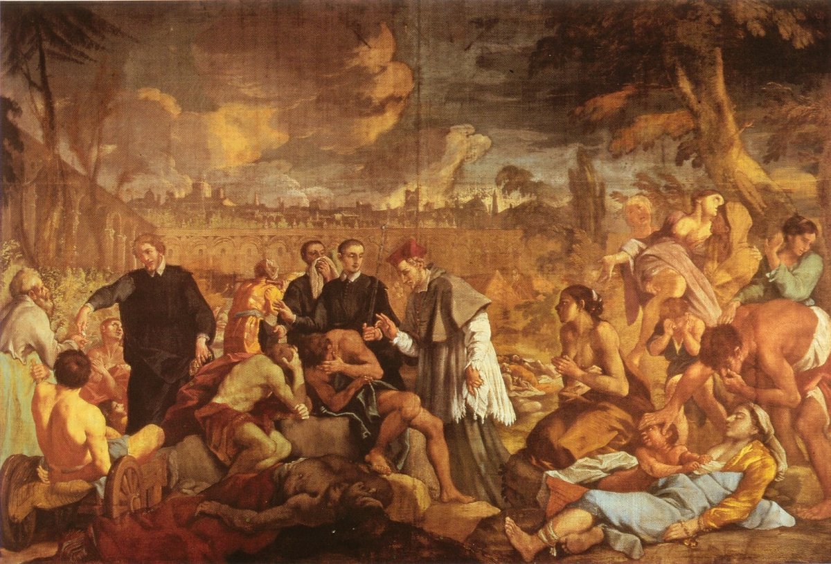 Federico Borromeo visiting the lazaretto during the 1630 plague in Milan
