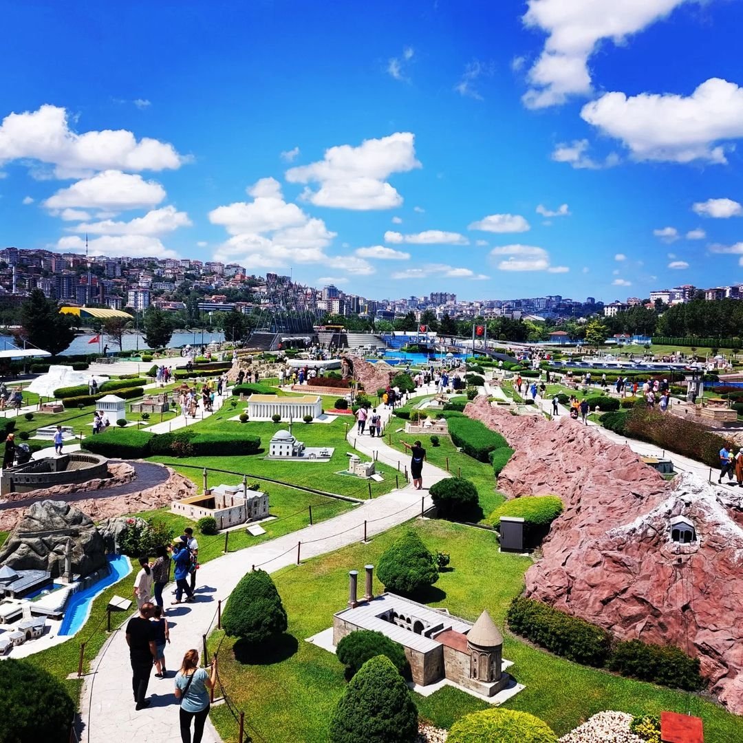Miniature park in Istanbul with scaled-down buildings and green spaces