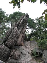 Scenic rocky peak of Babí lom ridge with clear blue sky
