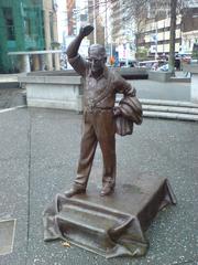 Statue of Dove-Myer Robinson, former Mayor of Auckland, in Aotea Square, Auckland City, New Zealand
