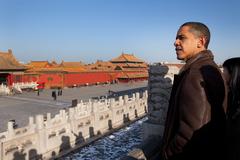 Barack Obama visiting the Beijing Imperial Palace