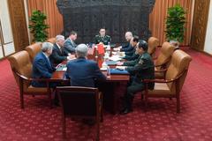 U.S. Secretary of Defense James N. Mattis meeting with China's Minister of Defense Gen. Wei Fenghe at the People's Liberation Army's Bayi Building in Beijing in 2018