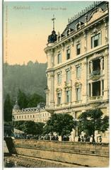 Historic black and white photo of Grand Hotel Pupp in Karlsbad, 1902