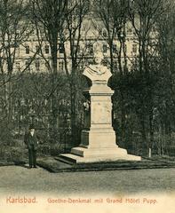 Goethe Monument with Grandhotel Pupp in Karlsbad 1903