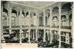 Historic interior of Cafe Pupp in Karlsbad in 1906