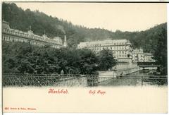 Historical view of Cafe Pupp in Karlsbad in 1898