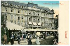 Historical black and white photograph of Grand Hotel Pupp in Karlsbad in 1901