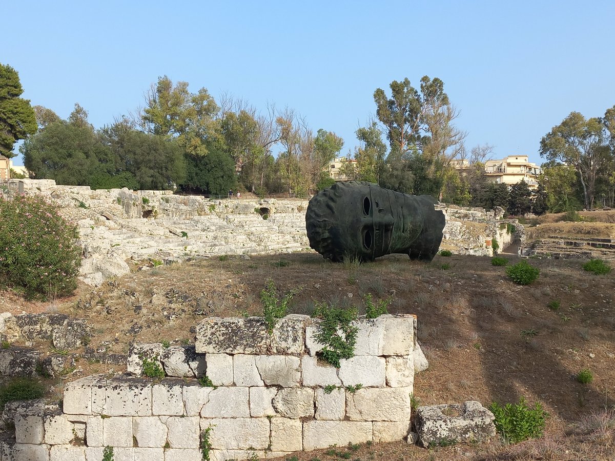 Sculpture by Igor Mitoraj at the archaeological park in Siracusa