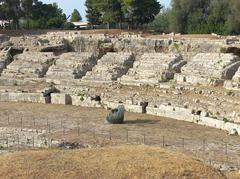 Igor Mitoraj sculptures displayed at the Roman Amphitheatre in the Archaeological Park of Neapolis, Syracuse
