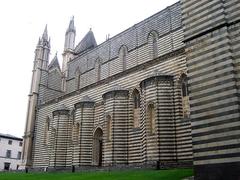 Right side view of the Orvieto Cathedral (Duomo) in Orvieto, Italy