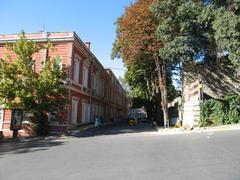 Lower entrance of Yıldız Technical University in Istanbul with modern architecture and trees