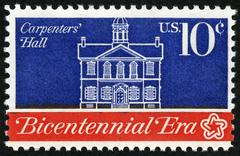 American Revolution Bicentennial Commemorative U.S. Stamp featuring Carpenters' Hall