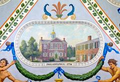 Painting of the first Continental Congress meeting at Carpenters' Hall in Philadelphia, 1774