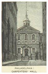 Historical black and white photograph of Carpenter's Hall in Philadelphia from 1891
