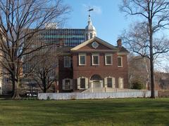 Carpenters’ Hall exterior facade in Philadelphia with Georgian architectural style
